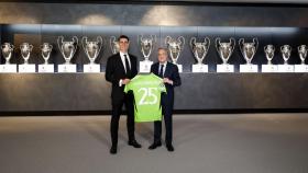 Kepa, en su presentación con el Real Madrid