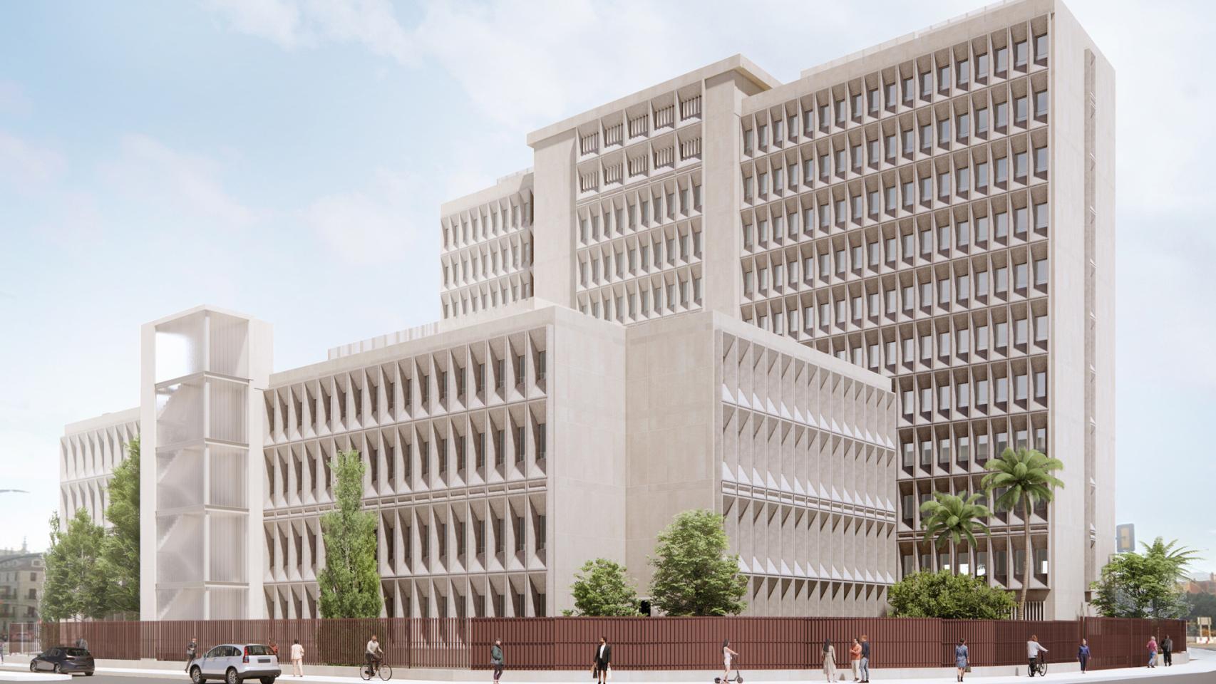 Infografía de la rehabilitación del edificio de Hacienda en Málaga.