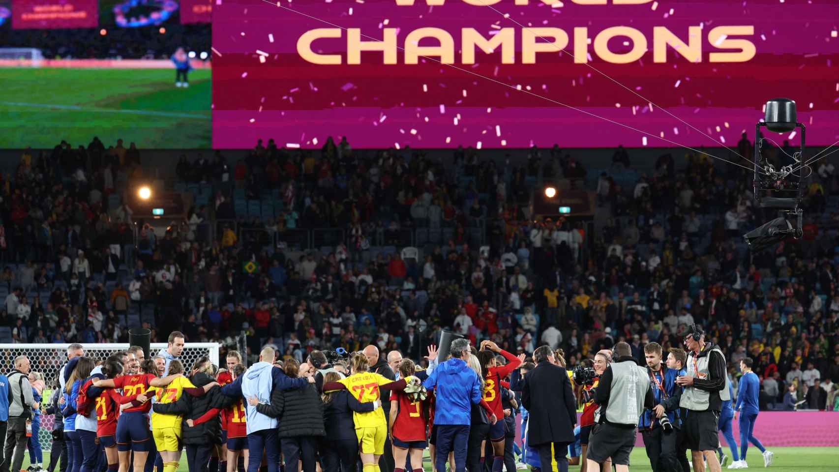 Las futbolistas de España celebran el Mundial