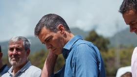 El presidente del Gobierno en funciones, Pedro Sánchez, este lunes durante su visita al incendio de Tenerife.