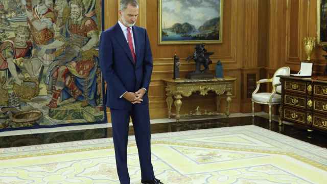 Felipe VI, este lunes, justo antes de recibir en su despacho a Javier Esparza, presidente de UPN.