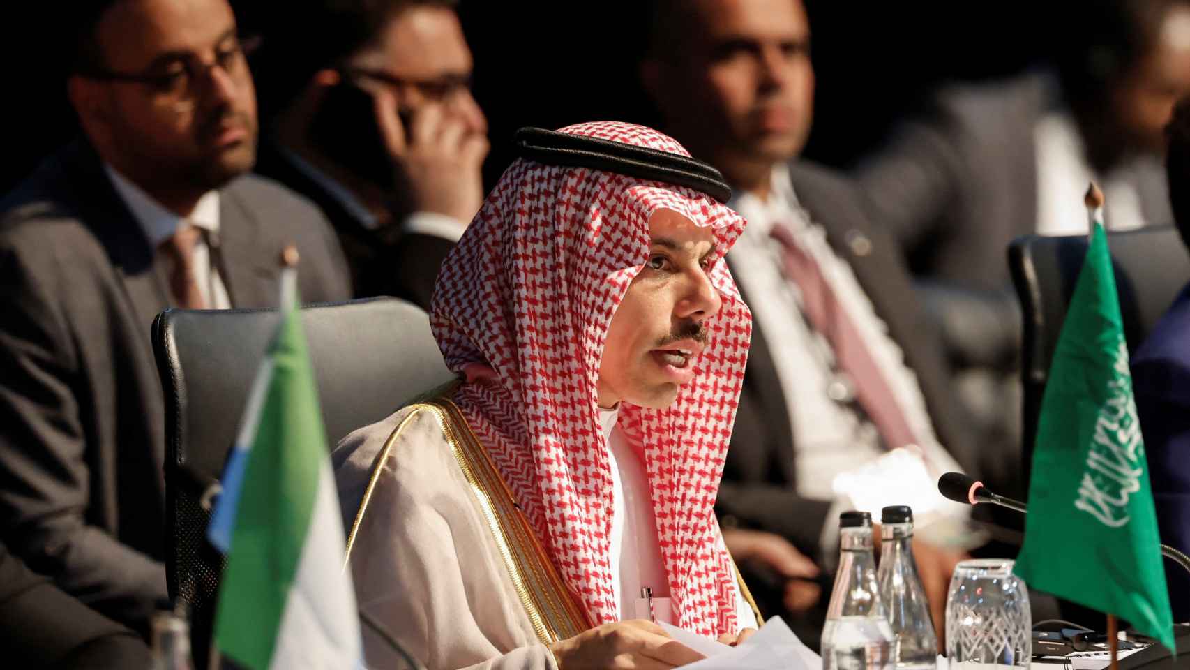 El ministro de Exteriores saudí, Faisal bin Farhan Al Saud, este jueves durante la cumbre de los BRICS.