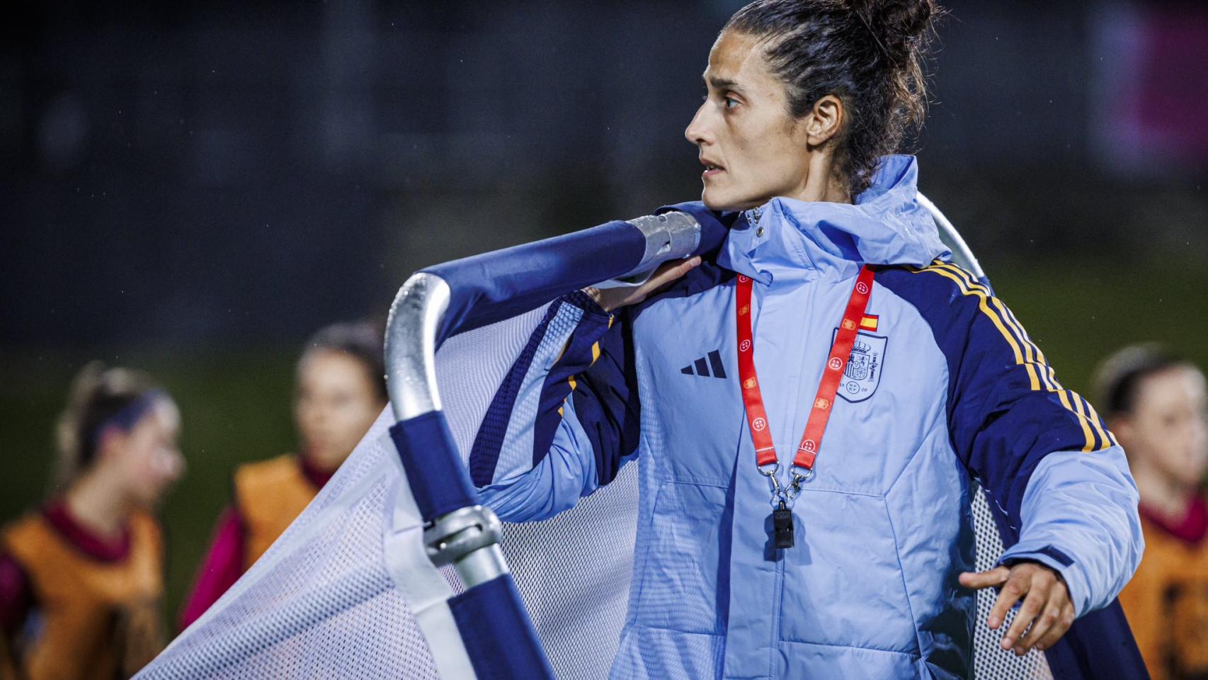 Montse Tomé en un entrenamiento de la Selección Española Femenina
