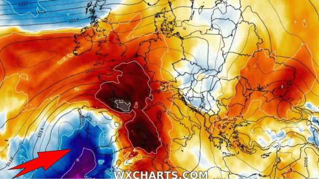La masa de aire fría impulsada sobre España por la DANA este fin de semana. Meteored