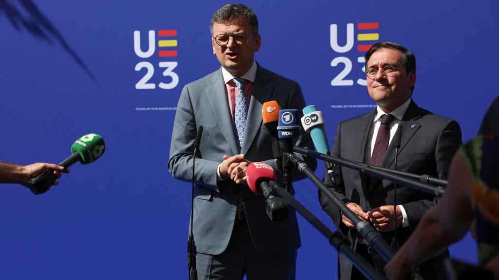 El ministro de Exteriores ucraniano, Dmitro Kuleba, en su comparecencia en Toledo.