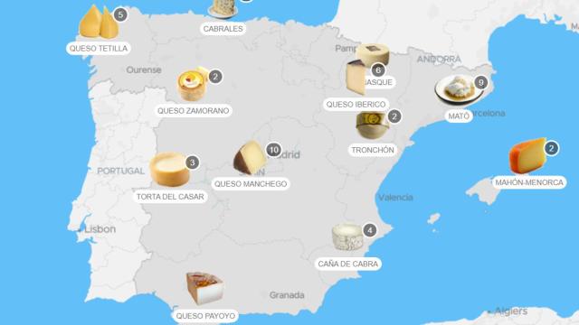 El mapa de los mejores quesos de España
