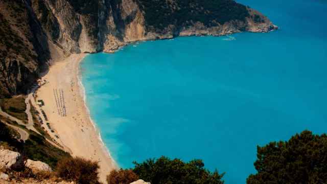 Vista de la playa de Myrtos, en Grecia.