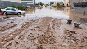 Una de las calles del polígono industrial de Toledo tras el paso de la DANA.