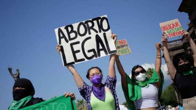 Activistas por el derecho al aborto en Monterrey, México.