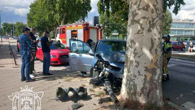 El coche que ha chocado contra un árbol en Burgos
