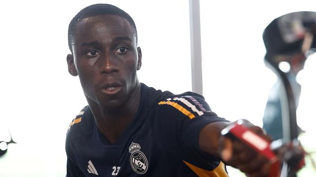 Ferland Mendy, durante un entrenamiento con el Real Madrid