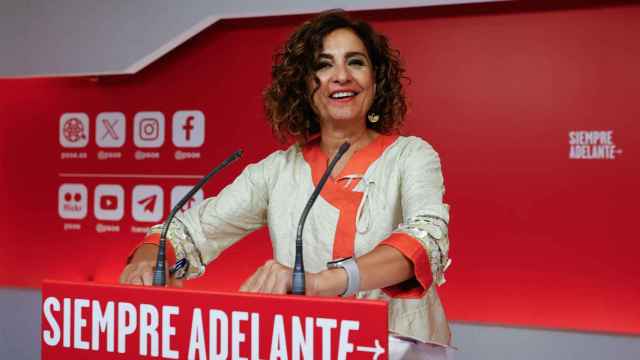 María Jesús Montero, ministra de Hacienda y vicesecretaria general del PSOE este lunes en la sede de Ferraz.