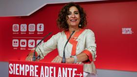 María Jesús Montero, ministra de Hacienda y vicesecretaria general del PSOE este lunes en la sede de Ferraz.