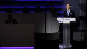 José María Alvárez-Pallete, presidente ejecutivo de Telefónica, en la junta de accionistas de 2023.