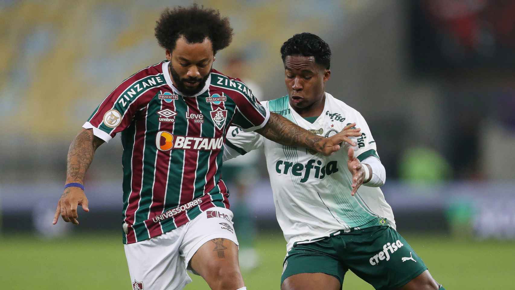 Marcelo y Endrick, durante un partido de la liga brasileña
