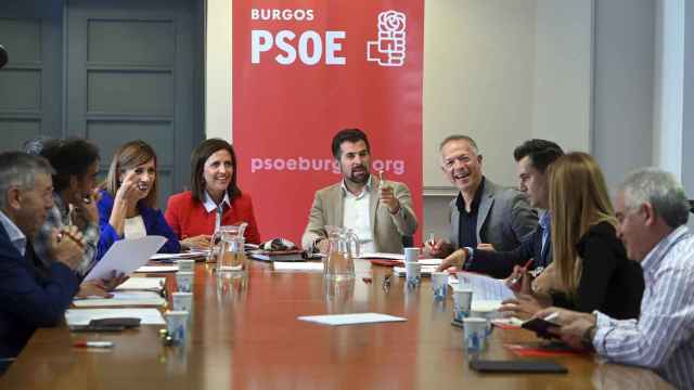 El secretario general del PSCyL, Luis Tudanca, durante su intervención en la Interparlamentaria del partido en Burgos, este miércoles.
