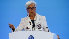 La presidenta del BCE, Christine Lagarde, durante una rueda de prensa en Fráncfort.
