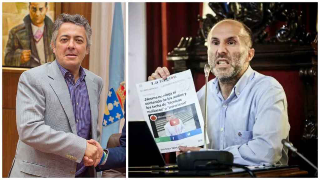 A la izquierda, Óscar Outeiriño, propietario de La Región; a la derecha, Gonzalo Pérez Jácome, alcalde de Orense.