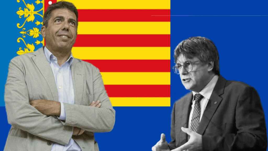 Carlos Mazón, presidente de la Generalitat Valenciana, y el fugado Carles Puigdemont.