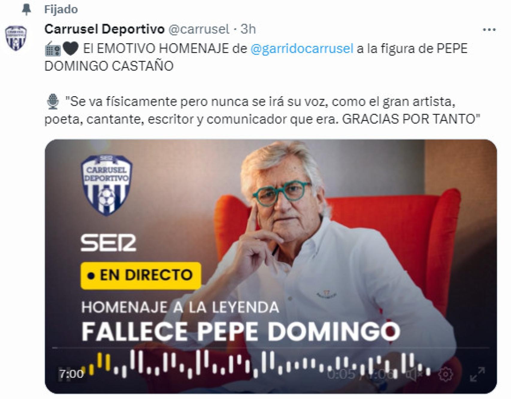 Tuit de Carrusel Deportivo.