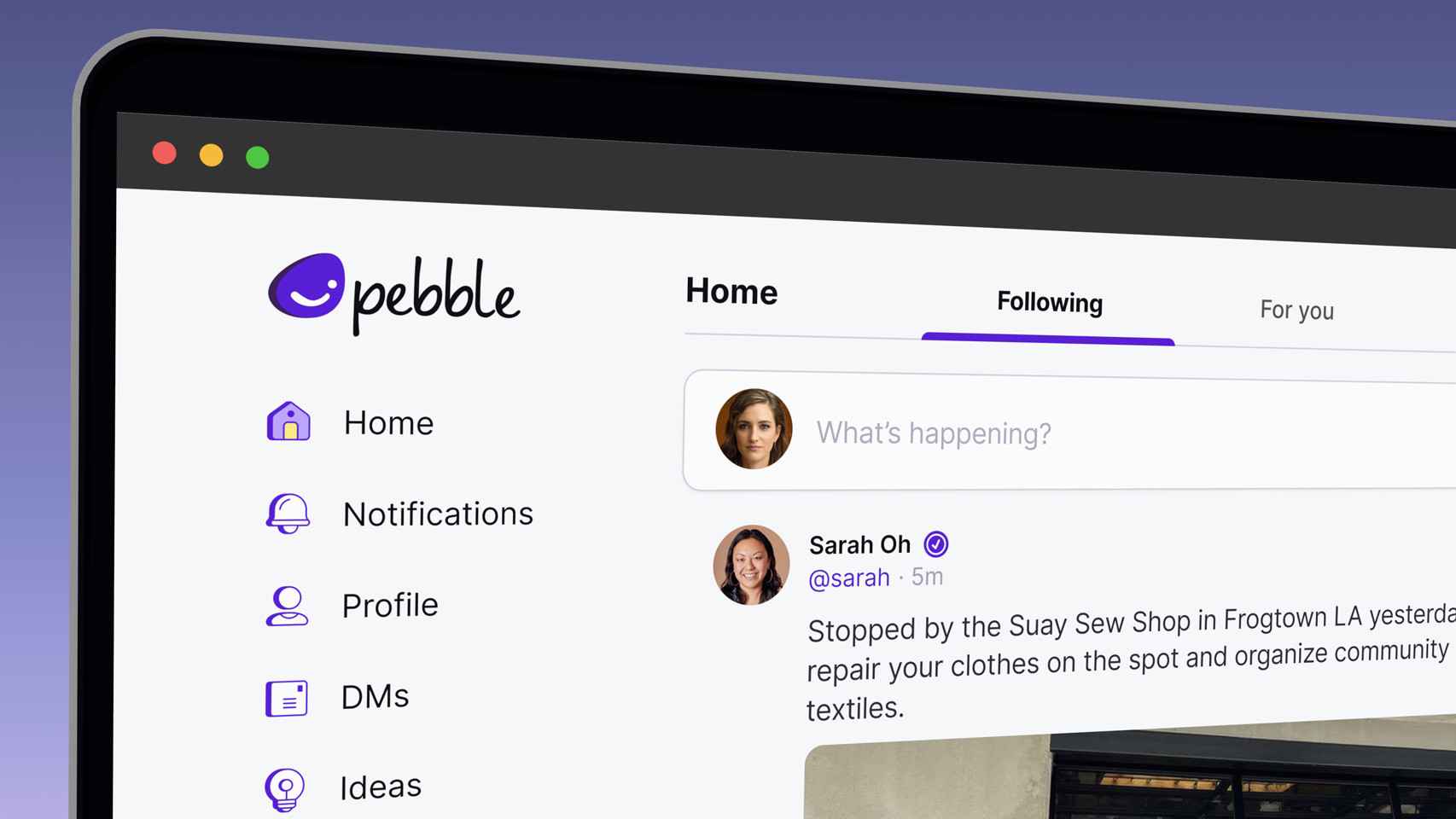 Pebble en un navegador web.