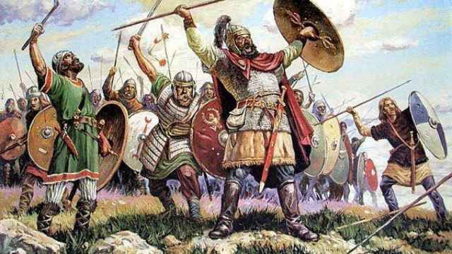 Imagen representativa de los visigodos en sus conquista de Hispania.