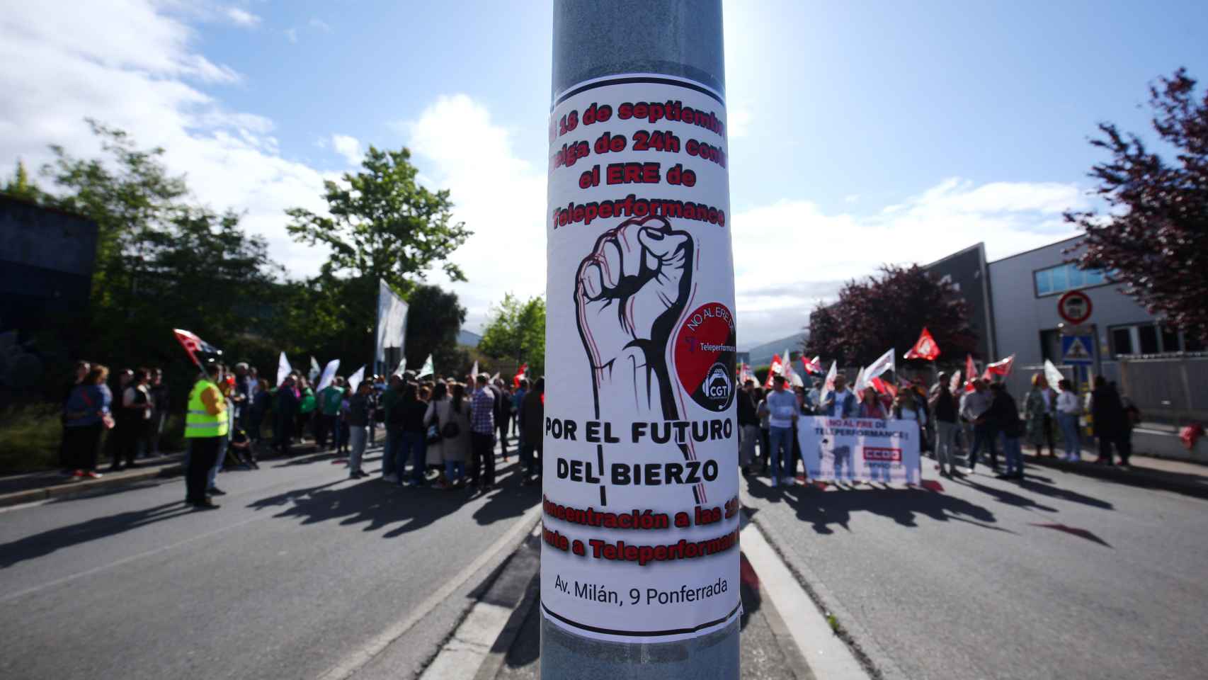 Imagen de la jornada de huelga de los trabajadores de Teleperformance Ponferrada.