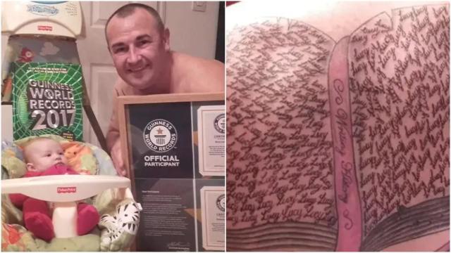 Mark Owen Evan, el hombre con el récord del mayor número de tatuajes con el mismo nombre en el cuerpo.