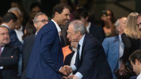 Rafa Nadal y Florentino Pérez, en el palco del Santiago Bernabéu