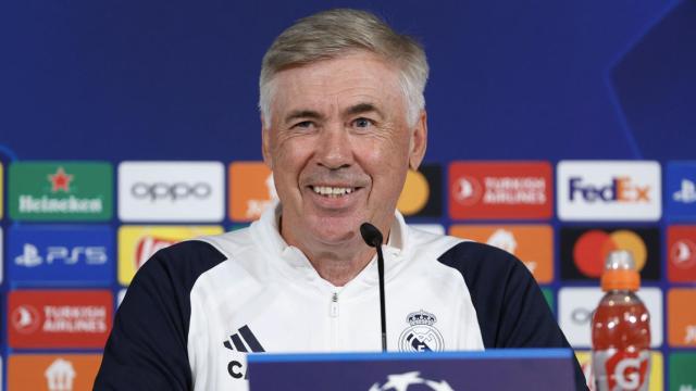 Ancelotti, en rueda de prensa en Champions League