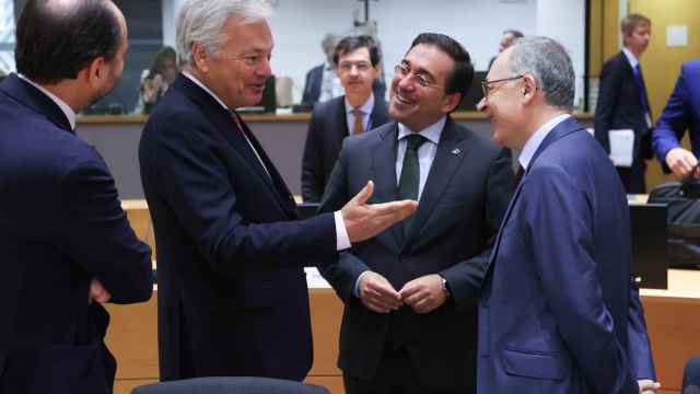 El ministro de Exteriores, José Manuel Albares, durante la reunión de este martes en Bruselas