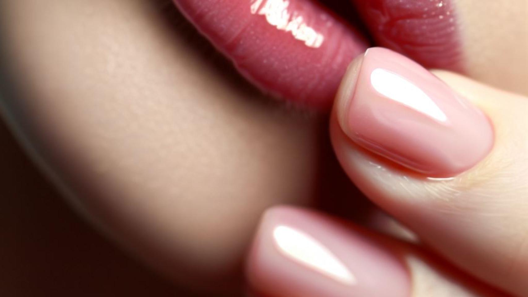 Lip gloss nails.