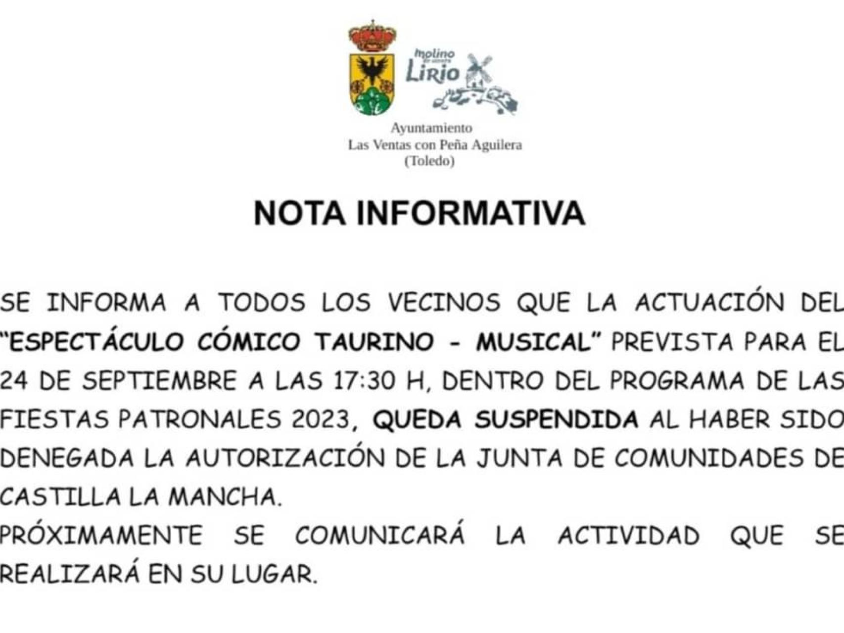 Aviso del Ayuntamiento a los vecinos