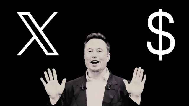 Elon Musk con el logo de X y el símbolo del dólar