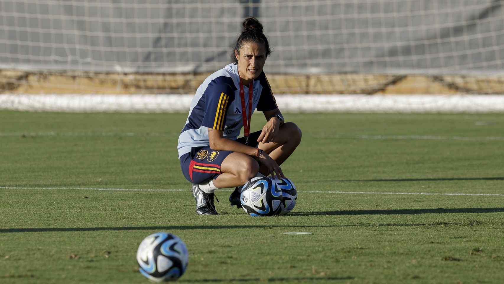 Montse Tomé, durante su primer entrenamiento con la Selección femenina.