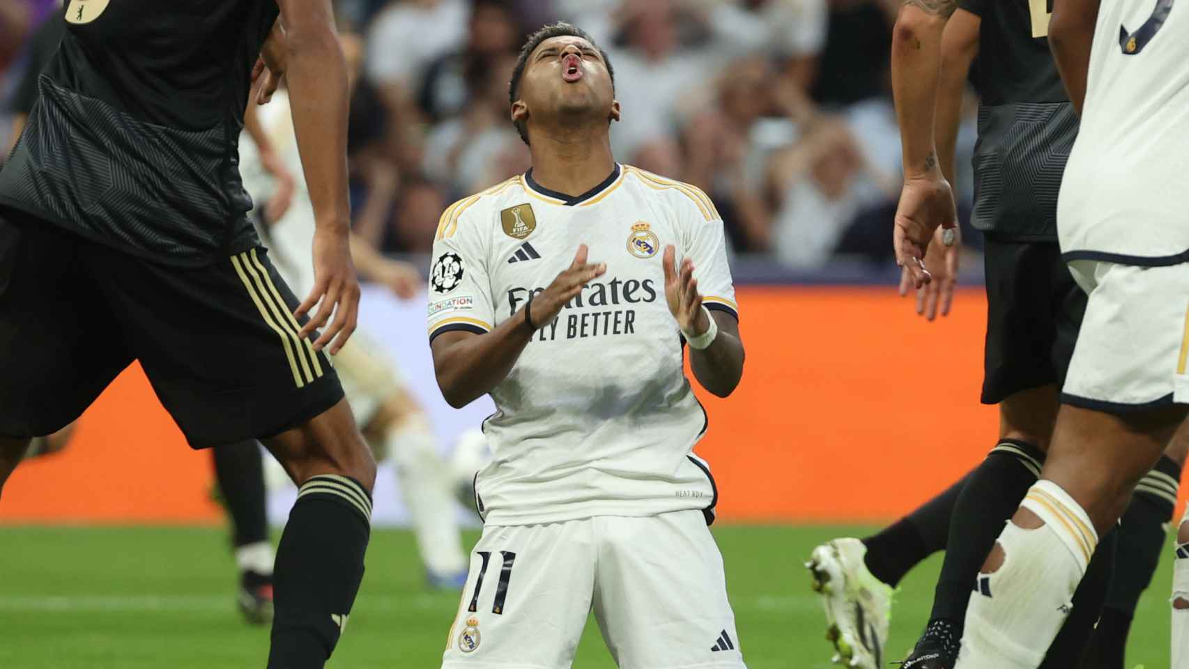 Rodrygo tras fallar una ocasión durante el Real Madrid - Union Berlin