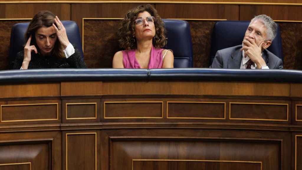 Pilar Llop, María Jesús Montero y Fernando Grande-Marlaska, en el Congreso.