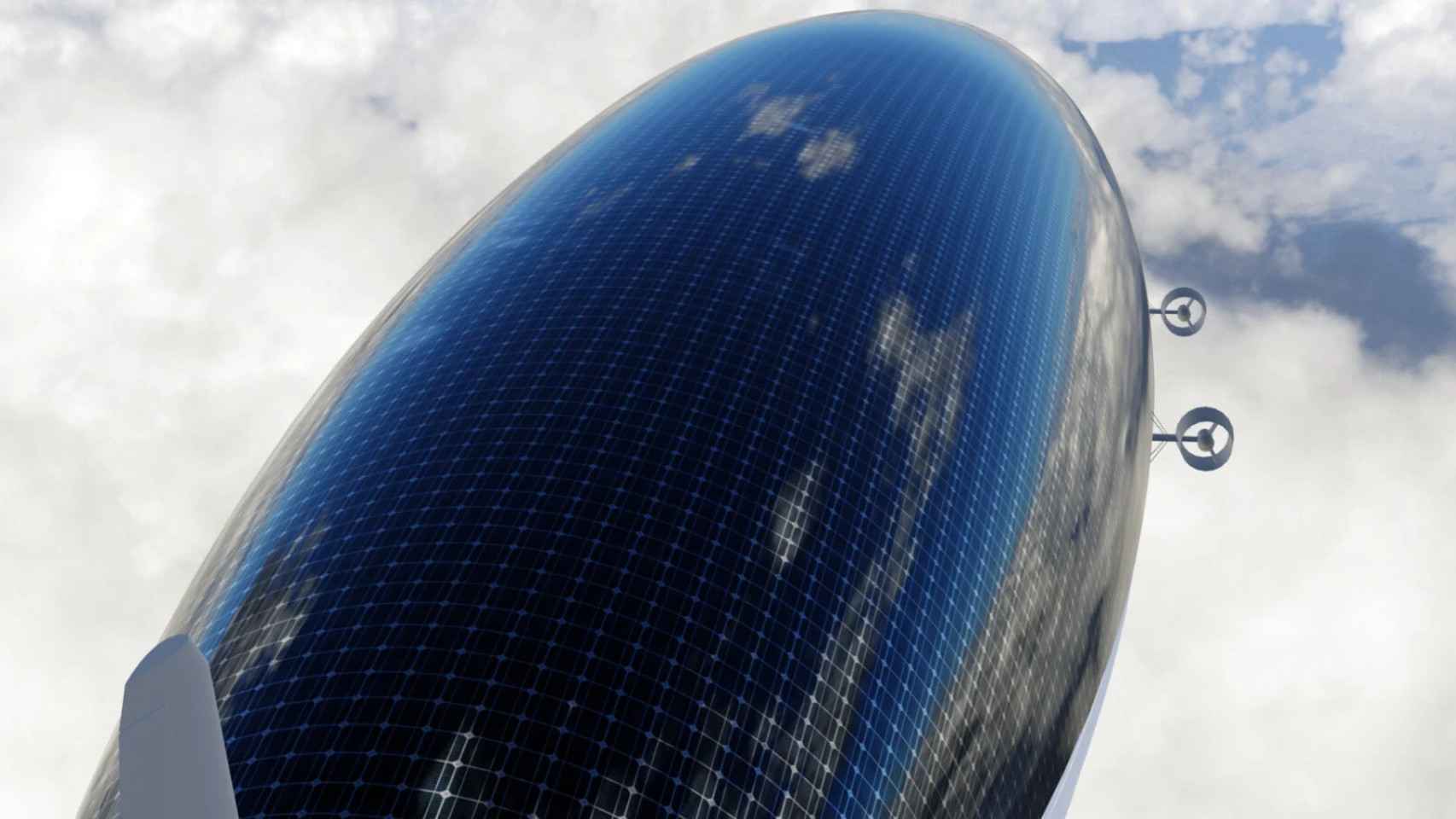 La parte superior del dirigible estará cubierta de paneles solares