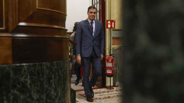 El presidente del Gobierno en funciones, Pedro Sánchez, a su llegada al pleno del Congreso, este jueves en Madrid.