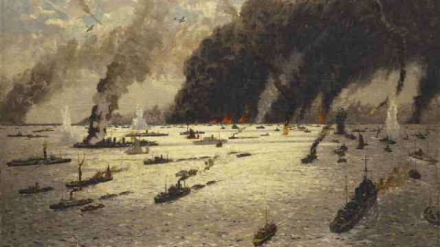 Un cuadro de Norman Wilkinson sobre la retirada de Dunkerque.