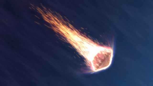 Recreación de la cápsula de OSIRIS-REx atravesando la atmósfera terrestre