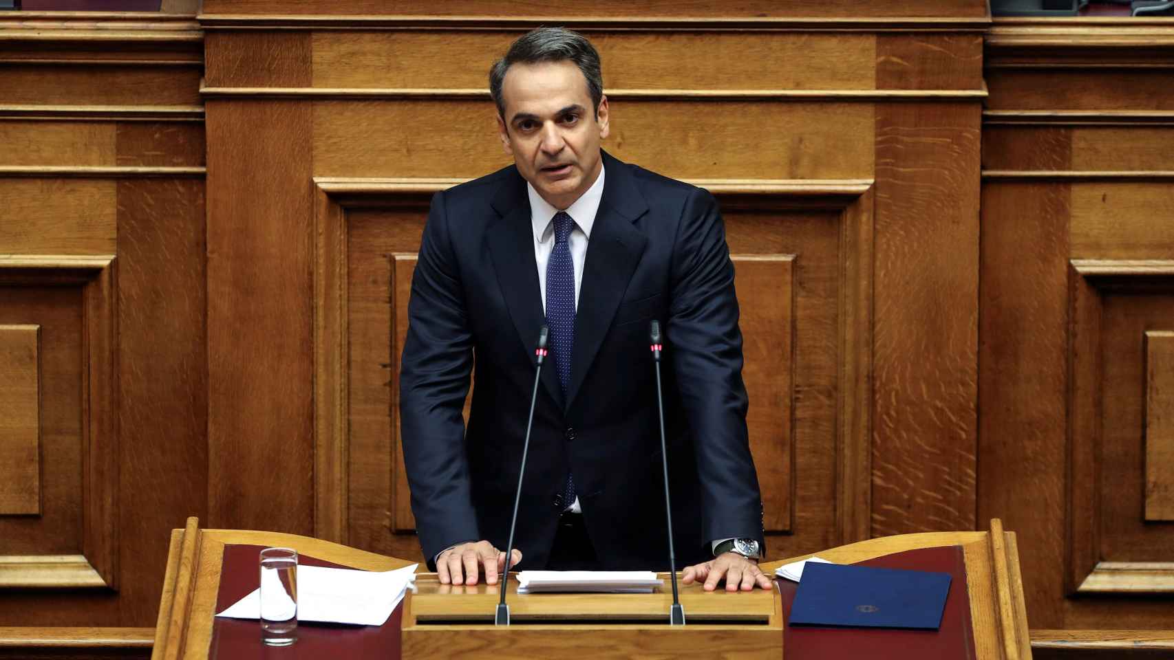 Kyriakos Mitsotakis en el Parlamento griego.