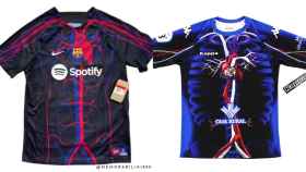 Collage entre la nueva camiseta del CF Barcelona y el diseño de 2018 del Zamora CF