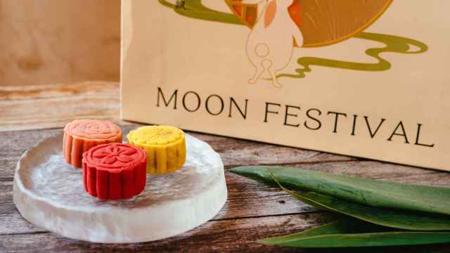 Los pasteles chinos Mooncake que se comen en Asia por el festival de la luna llena.