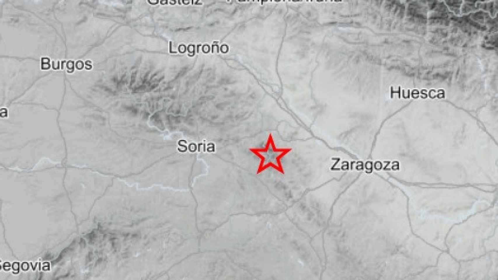 Epicentro del terremoto en Soria