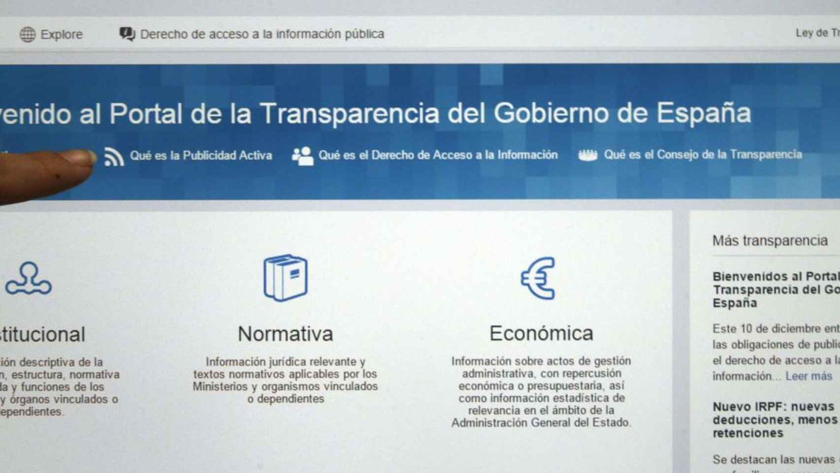 Imagen de la presentación web del Portal de la Transparencia.