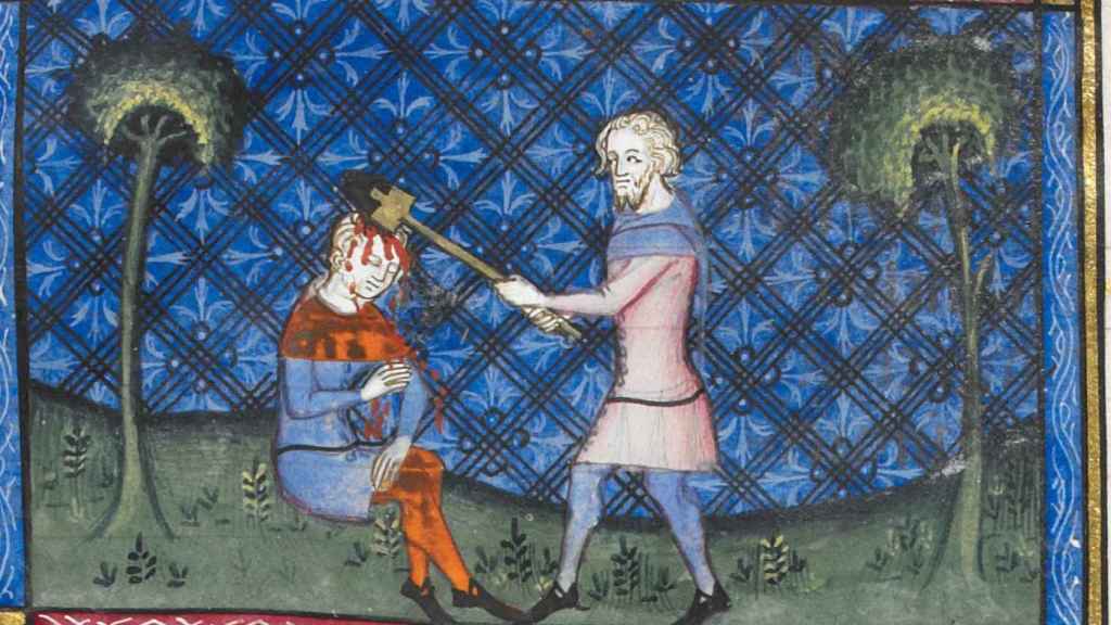 Asesinato de Caín según una miniatura bajomedieval