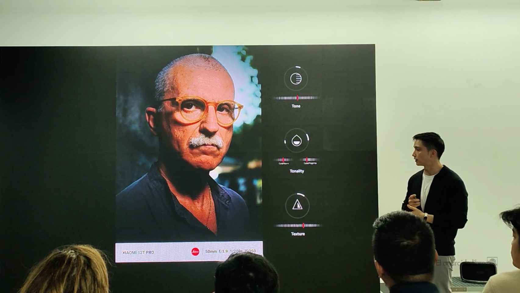 Diapositiva de una explicación de la colabroación de Xiaomi y Leica