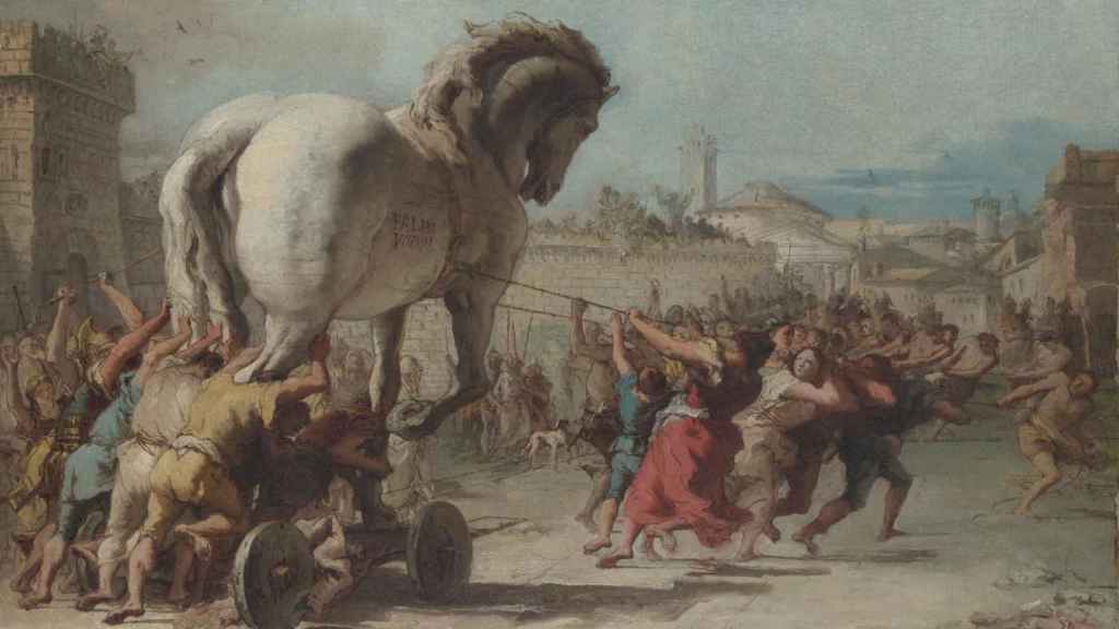 La procesión del caballo Troya en Troya