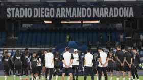 El Real Madrid, en Nápoles el día antes del partido.